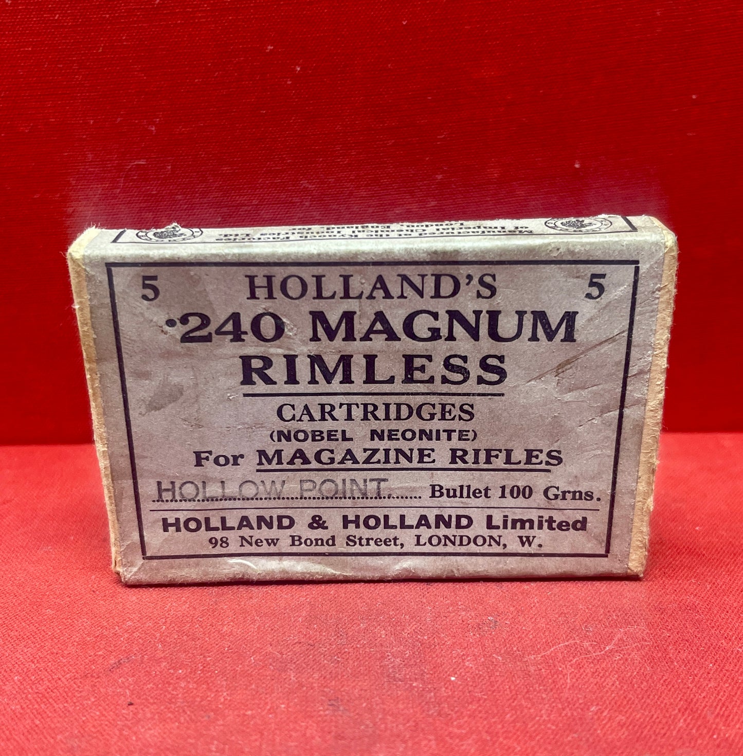 5 x Hollands .240 H&H Magnum Rimless Cartridges