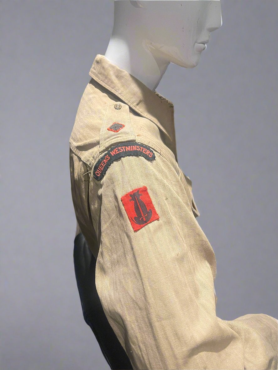 WW2 British officers' khaki bush shirt, in a large size