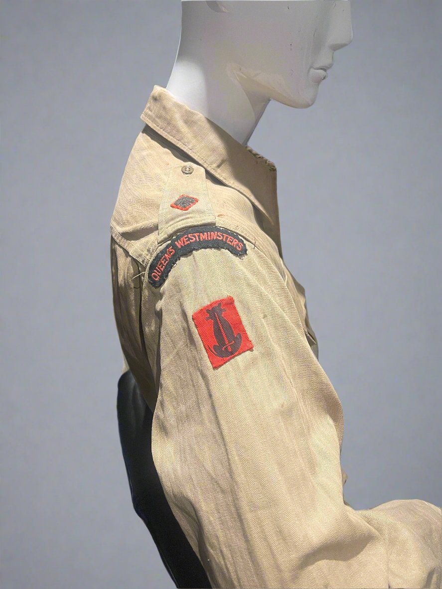 WW2 British officers' khaki bush shirt, in a large size