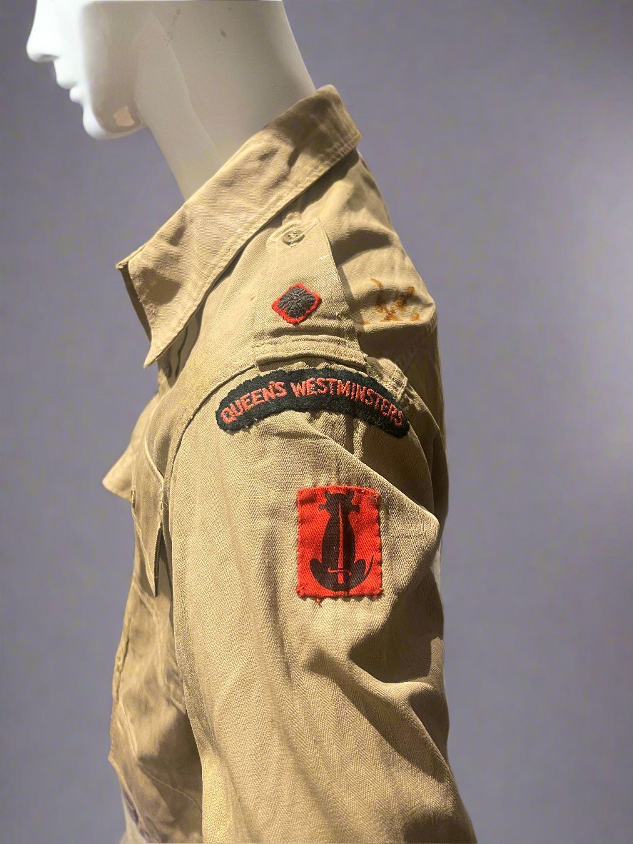 WW2 British officers' khaki bush shirt, in a large size