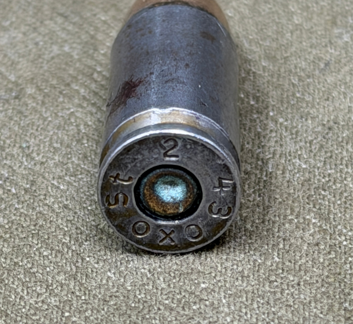 1943 Dated 9mm INERT Cartridge “oxo” – Teuto Metallwerke GmbH Osnabrück WWII German Ammunition