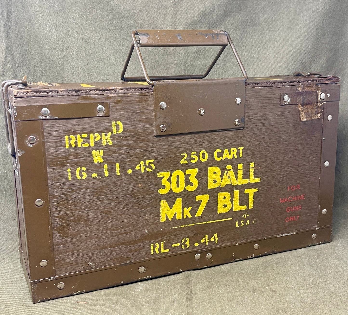 British Wooden Ammunition Box 250 Cart 303 Ball Mk7 BLT