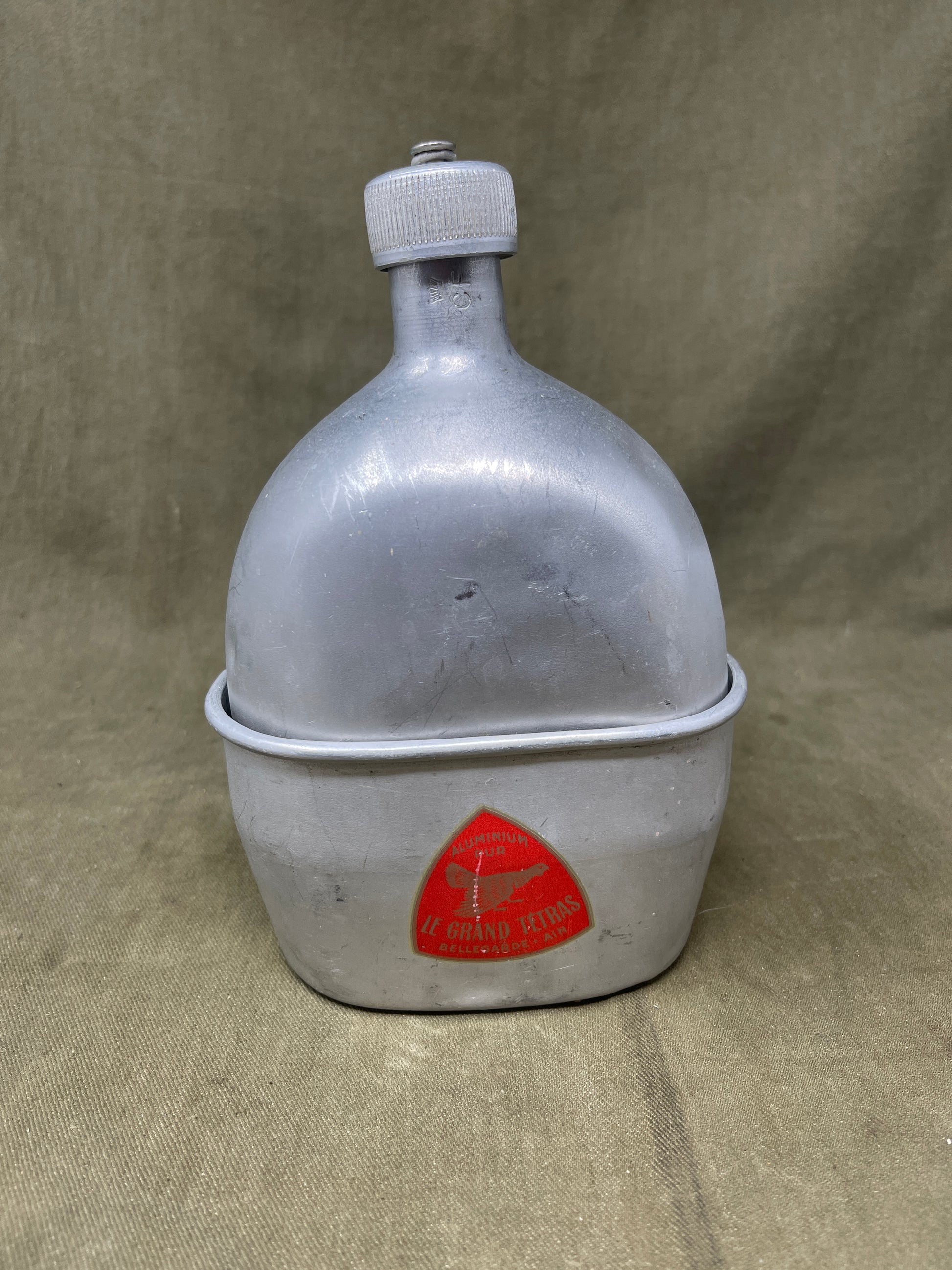 Vintage Original French Army Water Bottle MAked CF Aluminium Fur Tetras