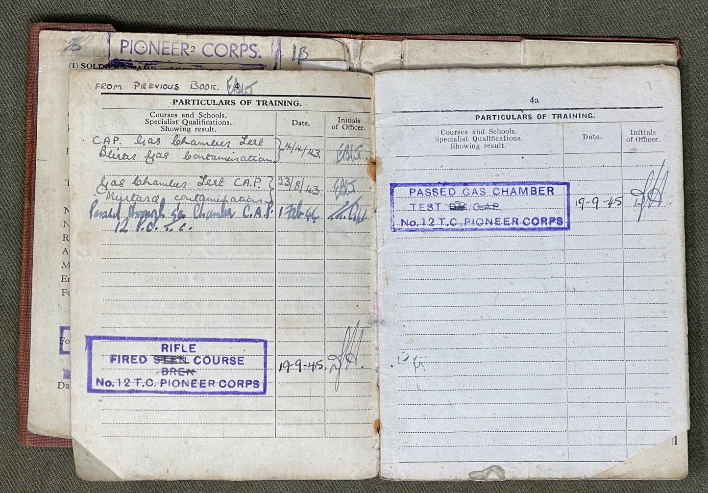 A really interesting selection of original WW2 Service paperwork relating to Arthur CHAPMAN 13089716  who served in the  Pioneer Corp.