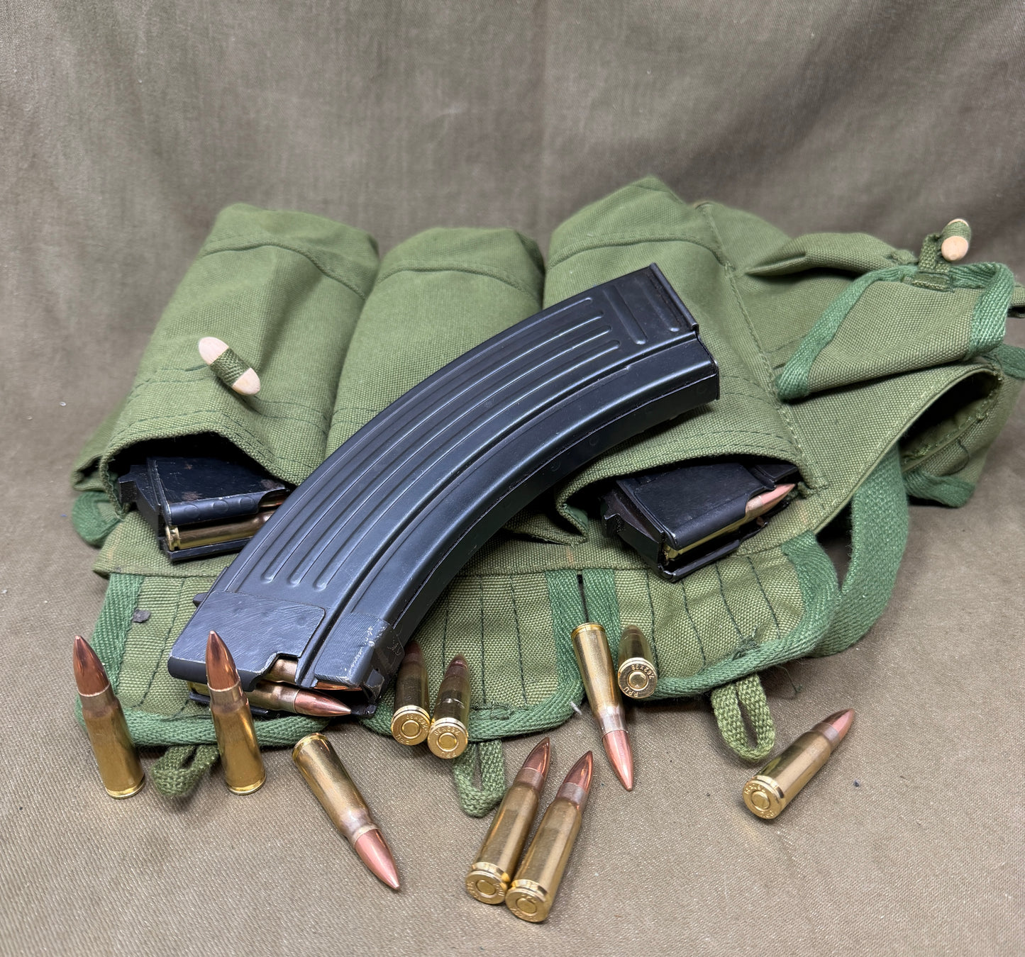 Chinese AK47 Chicom Chest Rig with Magazines & Inert 7.62x39 Rounds