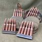 Early Pattern Russian Mosin Nagant Twin Leather Ammo Pouch & 4 x Clips 7.62x54 INERT Rounds