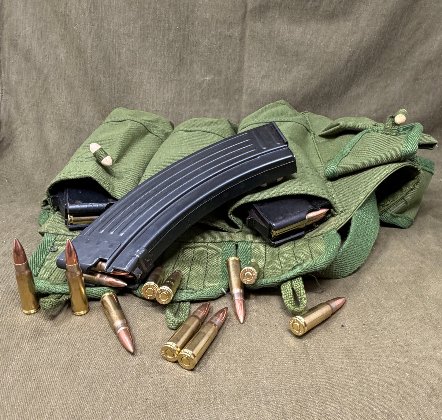 Chinese AK47 Chicom Chest Rig with Magazines & Inert 7.62x39 Rounds