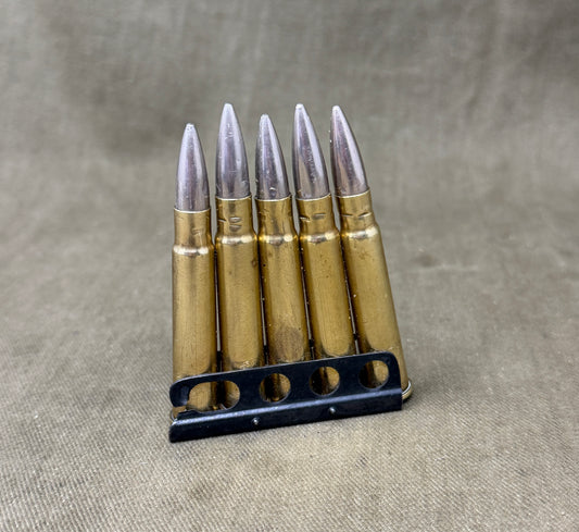 5 x Inert .303 Rounds 1940 Kynoch on Original WW2 Charger | Deactivated Ammunition