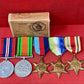 A WWII Royal Navy Medal Group Defence Medal, War Medal, Italy, Africa and 1939-45 Star, Atlantic Star