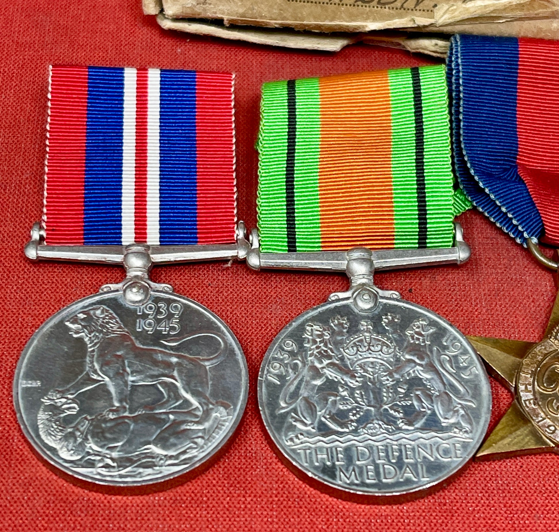 A WWII Medal Group Defence Medal, War Medal,  Africa , France Germany & 1939-45 Stars.