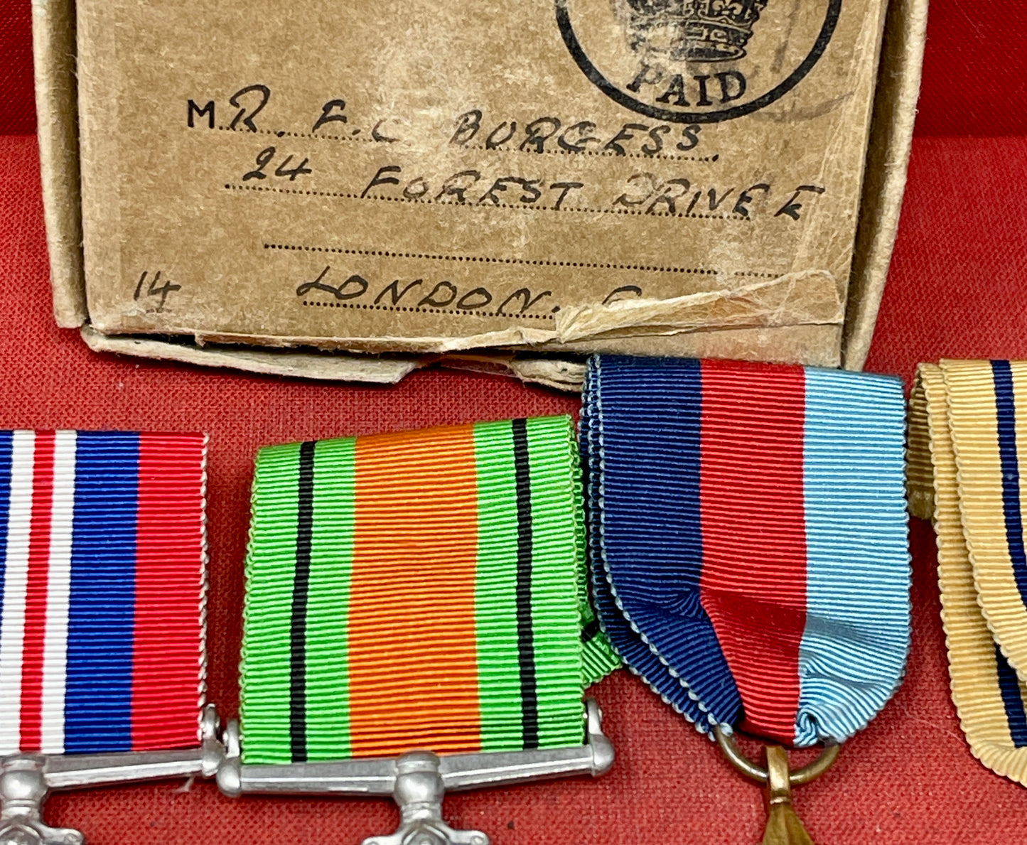 A WWII Medal Group Defence Medal, War Medal,  Africa , France Germany & 1939-45 Stars.