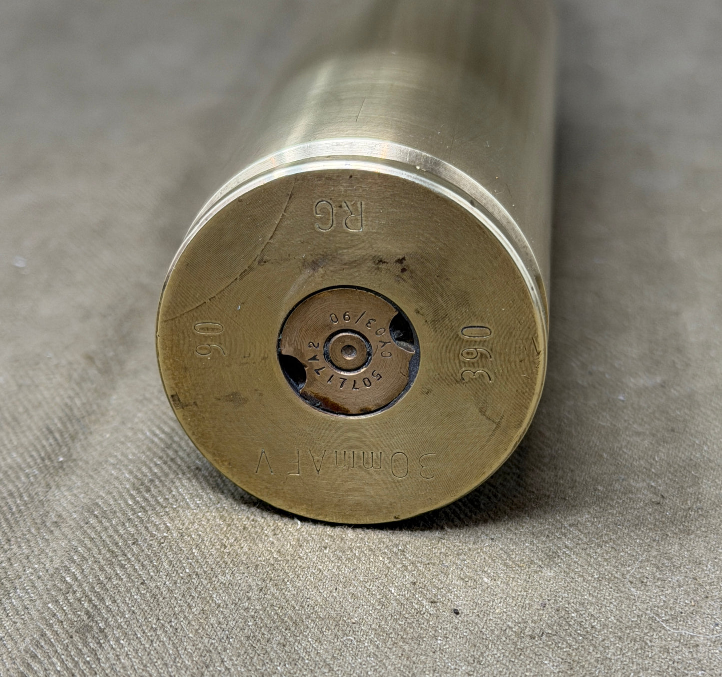 30mm RARDEN AFV Brass Shell Case & Blue TP Projectile | Inert Display Round UK