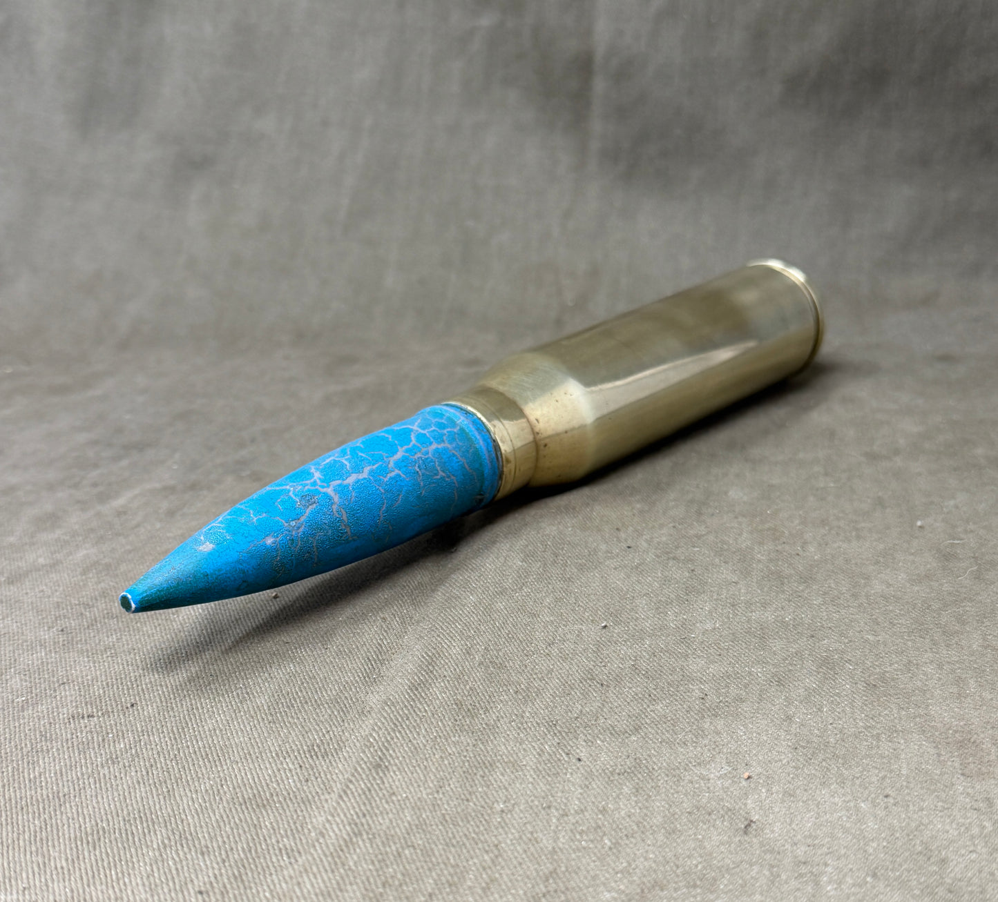 30mm RARDEN AFV Brass Shell Case & Blue TP Projectile | Inert Display Round UK