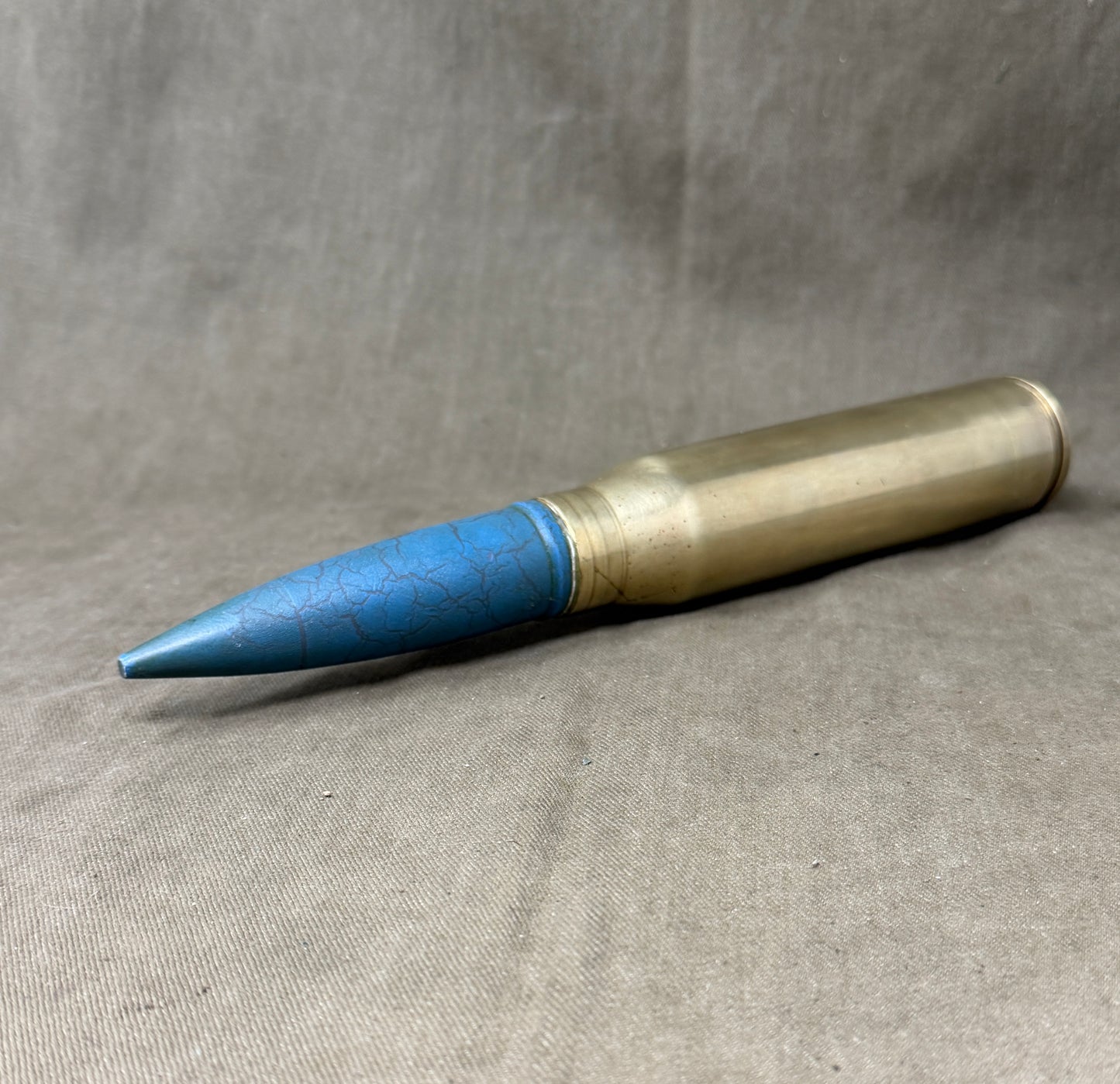 30mm RARDEN AFV Brass Shell Case & Blue TP Projectile | Inert Display Round UK