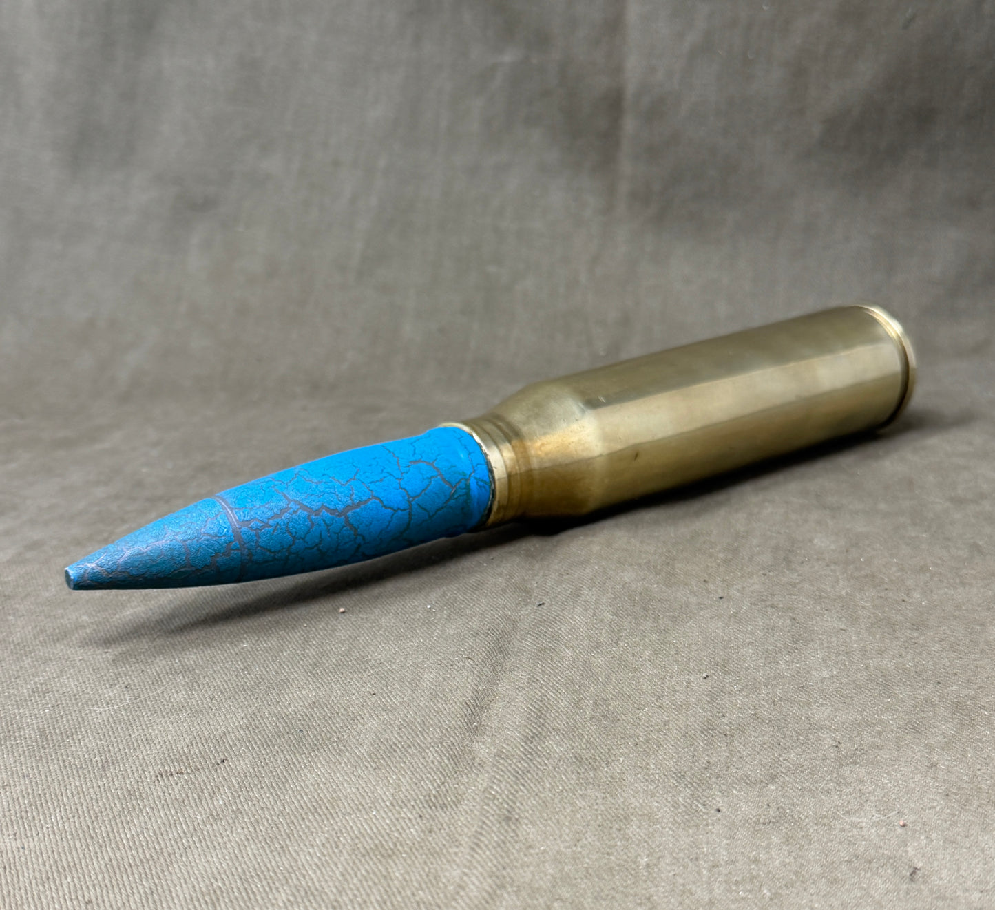 30mm RARDEN AFV Brass Shell Case & Blue TP Projectile | Inert Display Round UK