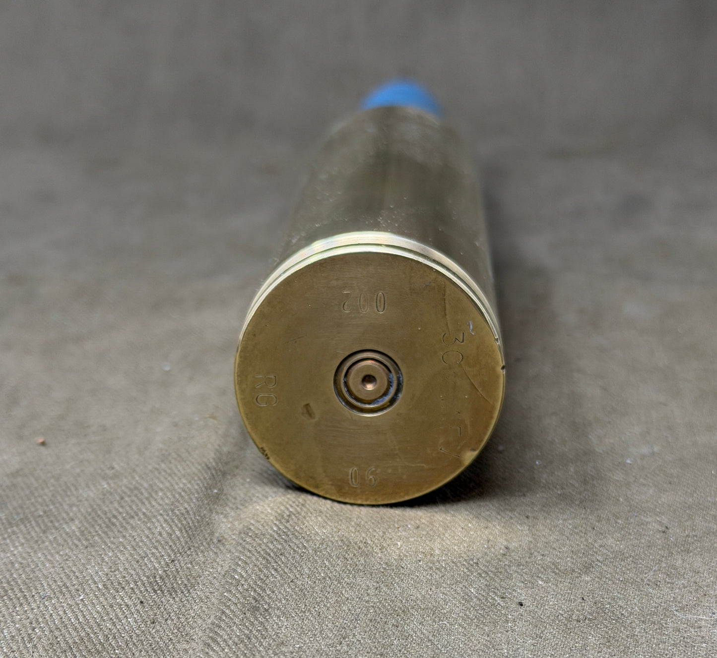 30mm RARDEN AFV Brass Shell Case & Blue TP Projectile | Inert Display Round UK