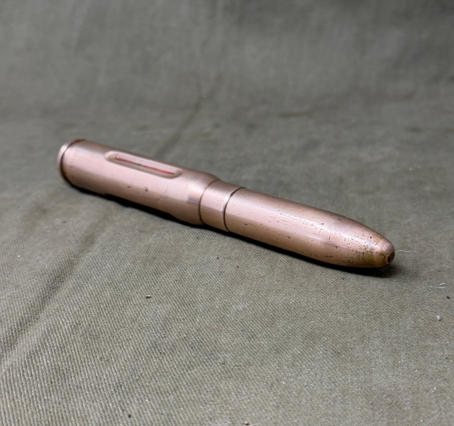 Vintage 20mm Drill Round – Copper Coloured Inert Military Ammunition Display