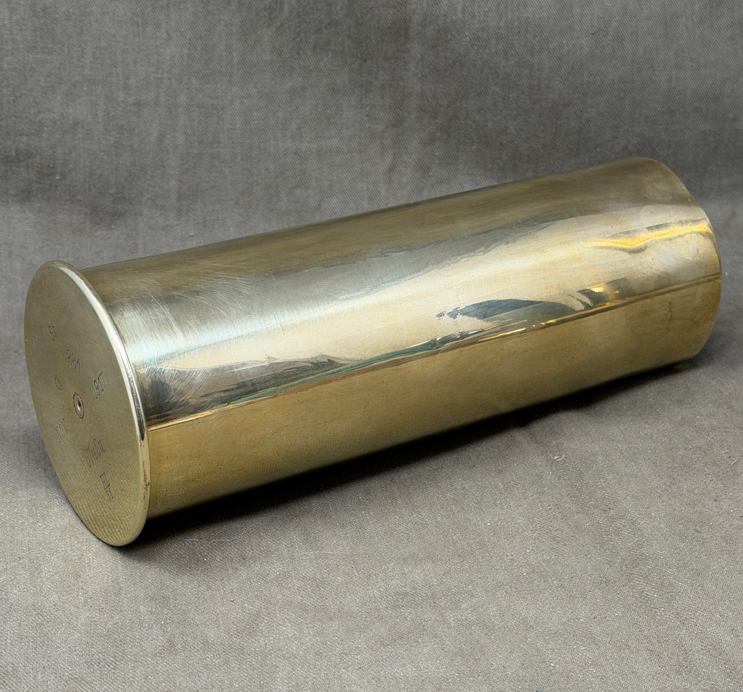 Original Imperial German WW1 Brass Artillery Shell Case Dated Nov 1917 – HL Marked