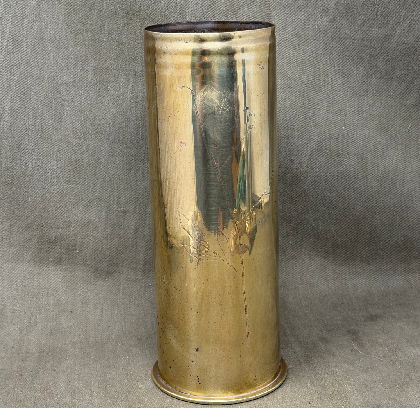 Original Imperial German WW1 Brass Artillery Shell Case Dated Dec 1917 – HL Marked
