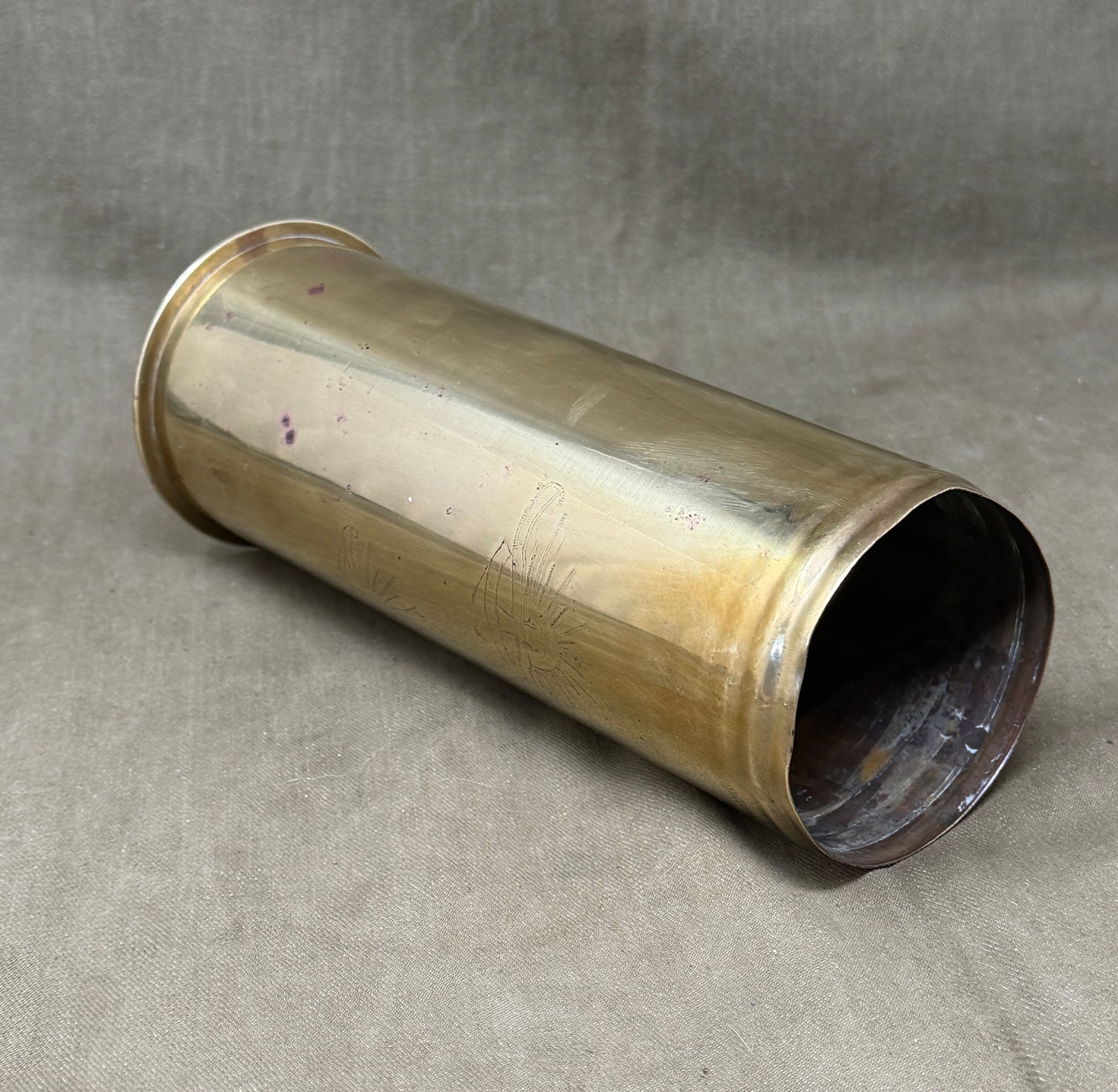 Original Imperial German WW1 Brass Artillery Shell Case Dated Dec 1917 – HL Marked