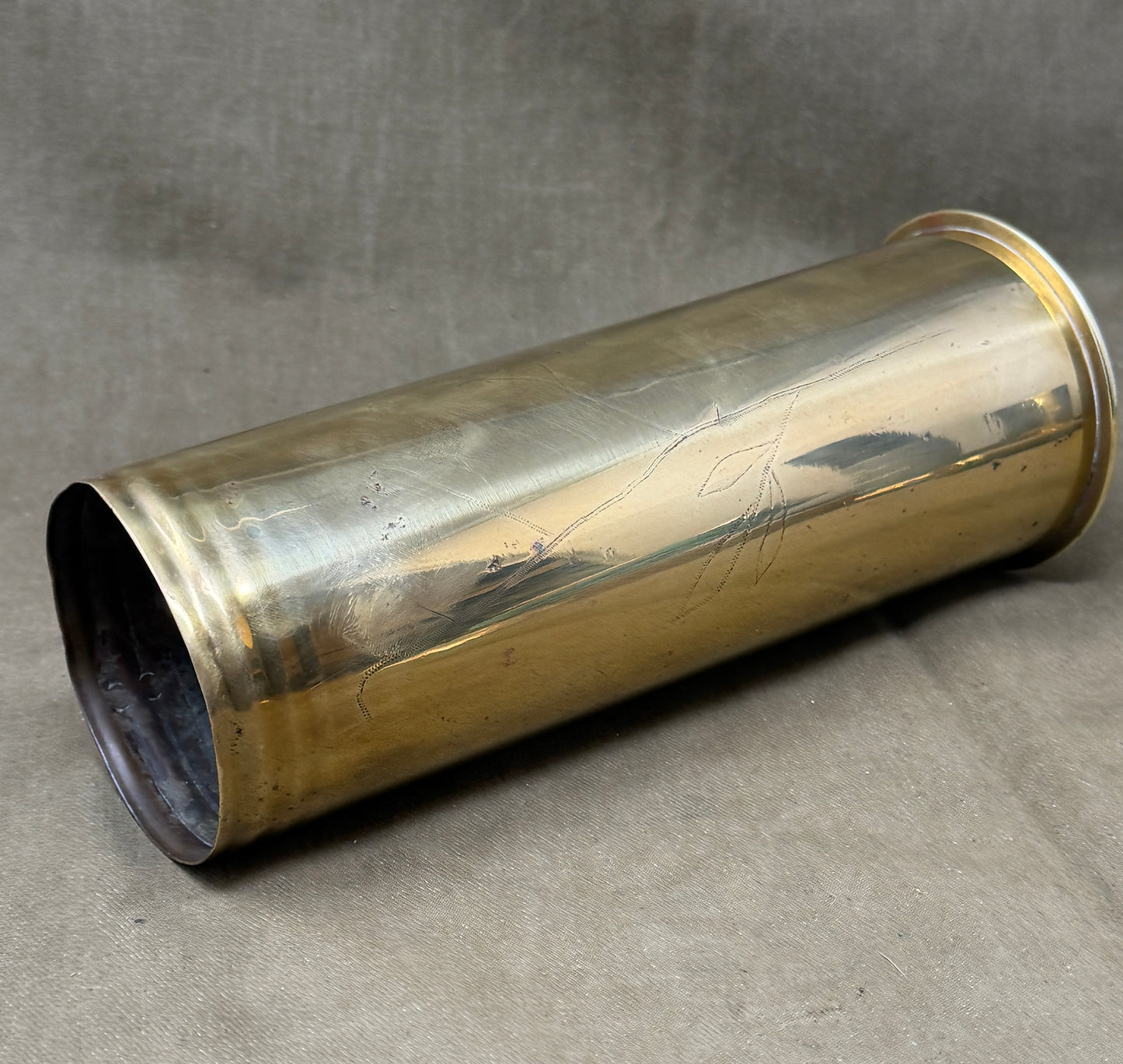 Original Imperial German WW1 Brass Artillery Shell Case Dated Dec 1917 – HL Marked