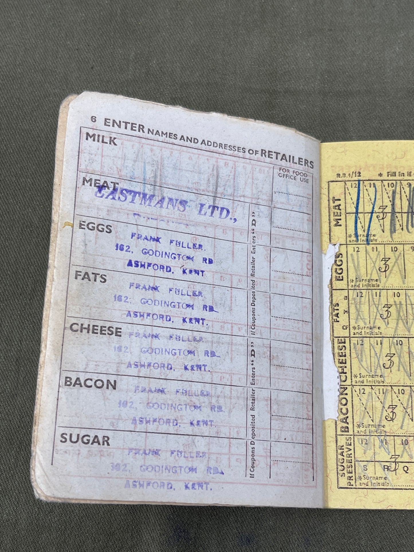 WW2 Home Front  Food and Clothing Ration Book, National Health Insurance Card