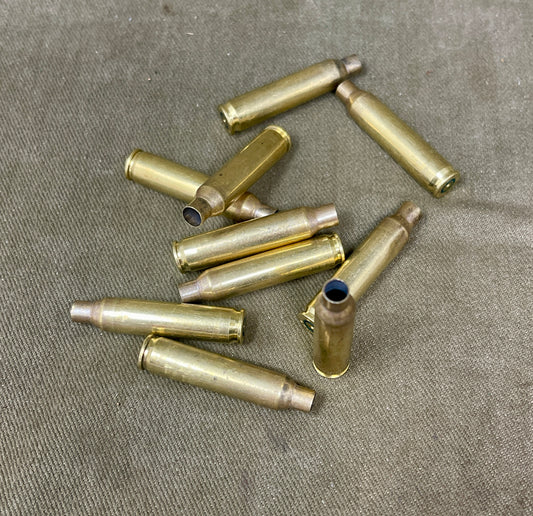 10 x Empty British Army 5.56mm/.223 Brass Cartridge Cases for Sale