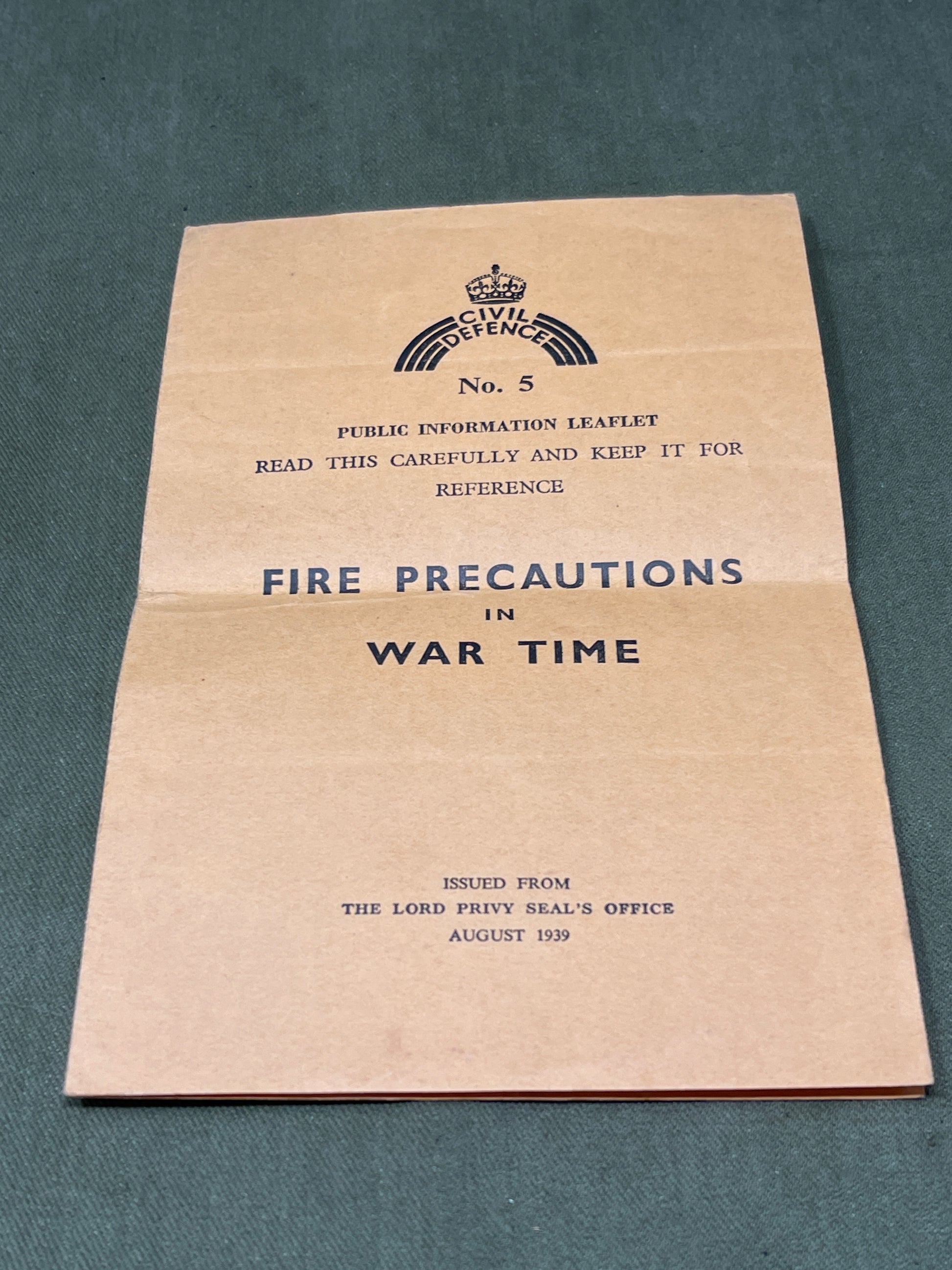 WW2 Public Information Leaflet Fire Precautions In Wartime 