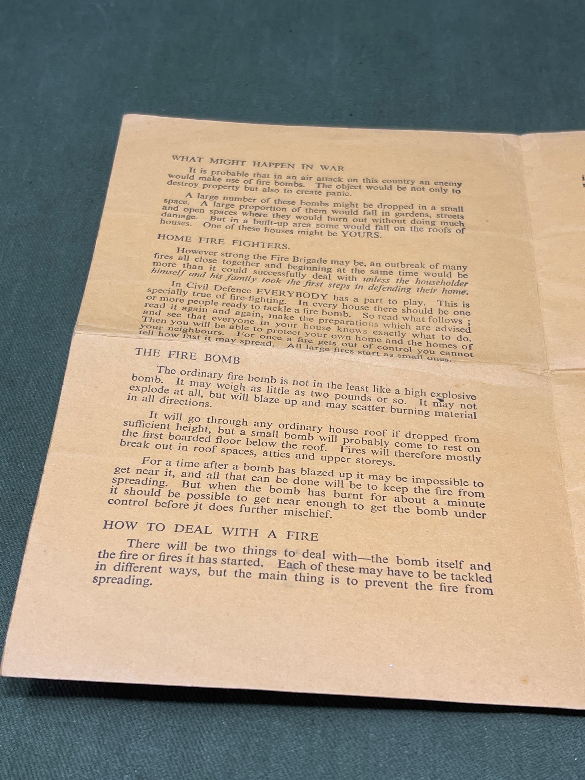 WW2 Public Information Leaflet Fire Precautions In Wartime 