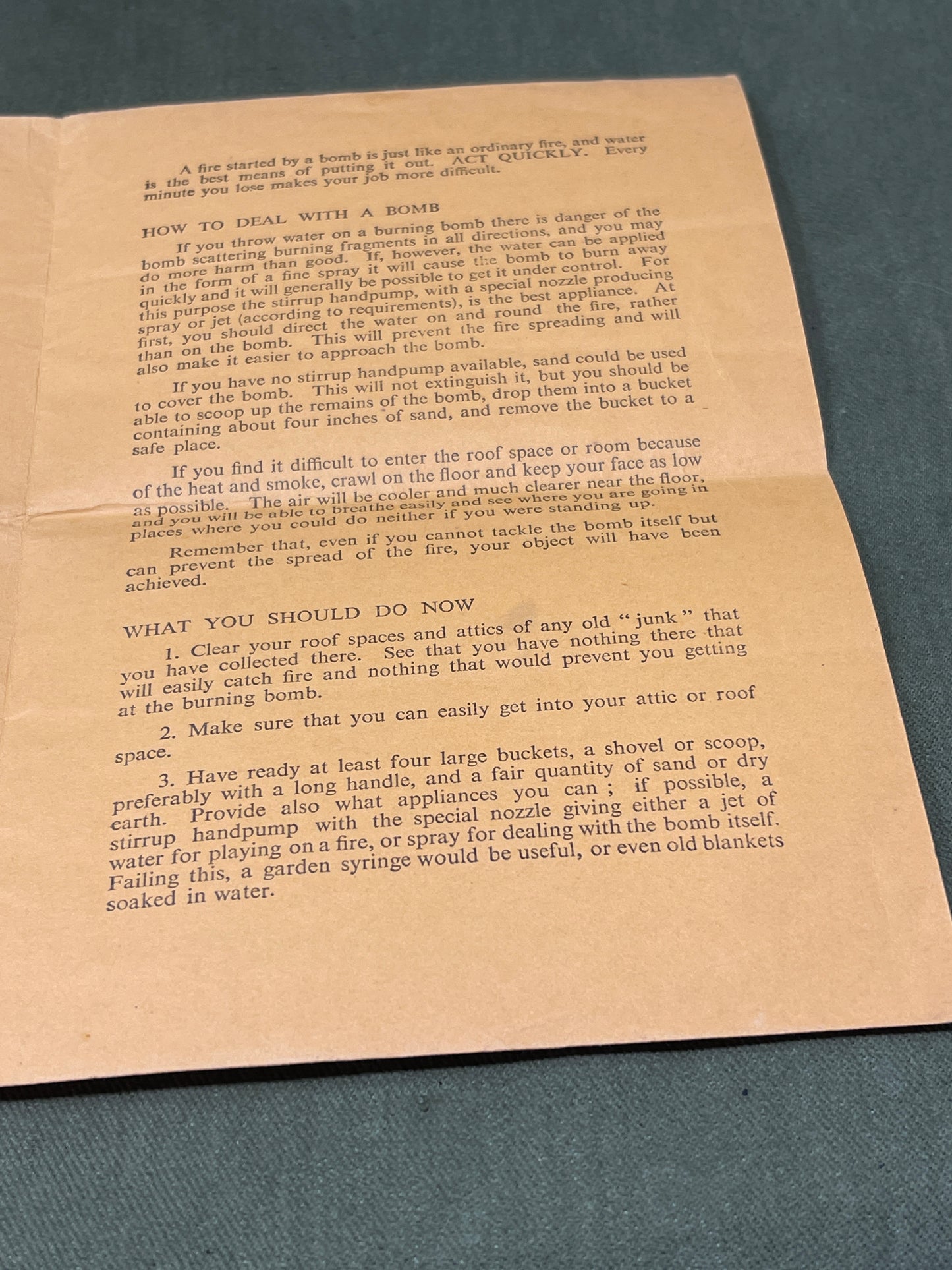 WW2 Public Information Leaflet Fire Precautions In Wartime 