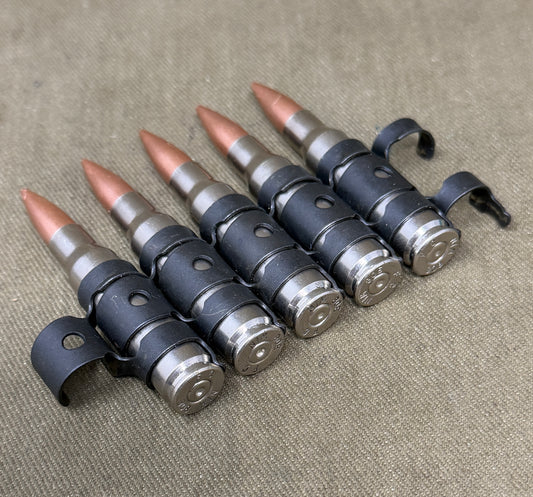 5 × Inert .308 / 7.62 NATO FC Cartridges in M13 Disintegrating GPMG Link