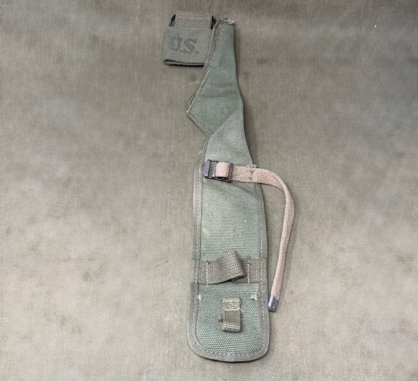 Original US Army WWII M-1910 Pick Mattock Handle Carrier – Canvas Tool Cover