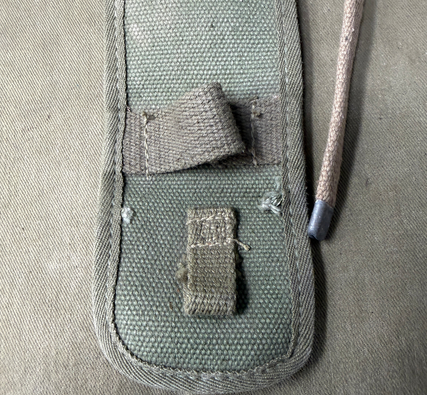 Original US Army WWII M-1910 Pick Mattock Handle Carrier – Canvas Tool Cover