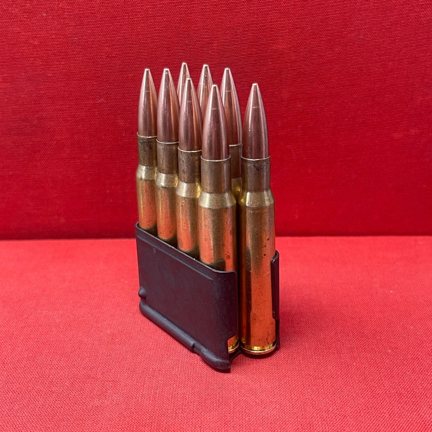 8 X Inert/ Display – .30-06 Springfield Rifle Rounds In M1 Garand Rifle Box Loading Clip