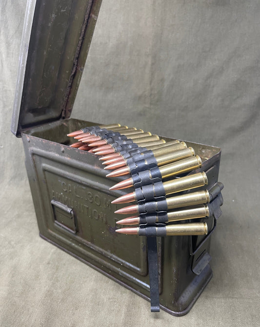 Inert .30-06 Springfield Rounds in Browning M1919A4 Machine Gun Belts – Various Sizes