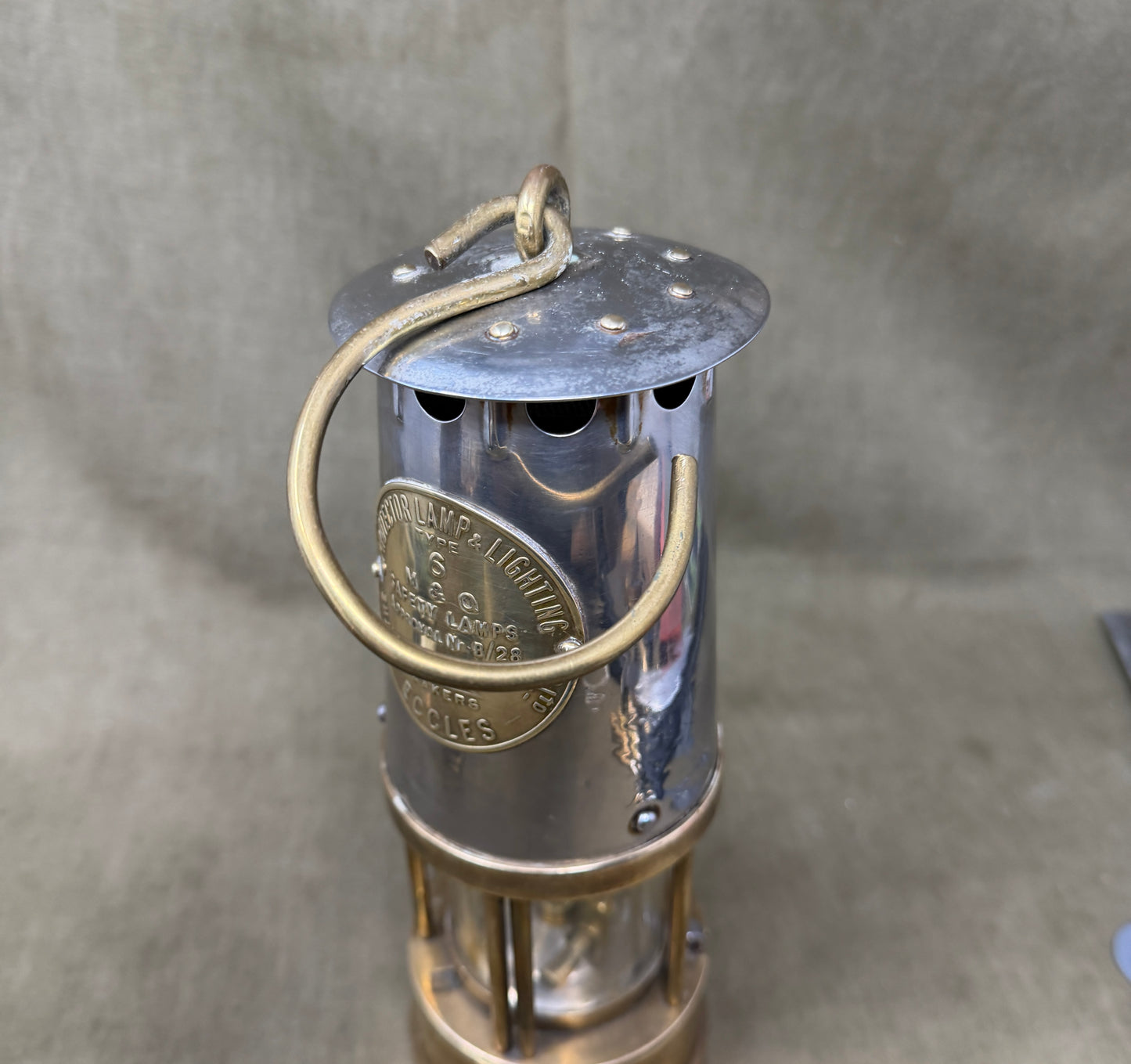 Original Eccles Protector Lamp Lighting Co Ltd Type 6 M & Q Safety Lamp – Approval No. B/28 Mining Lamp