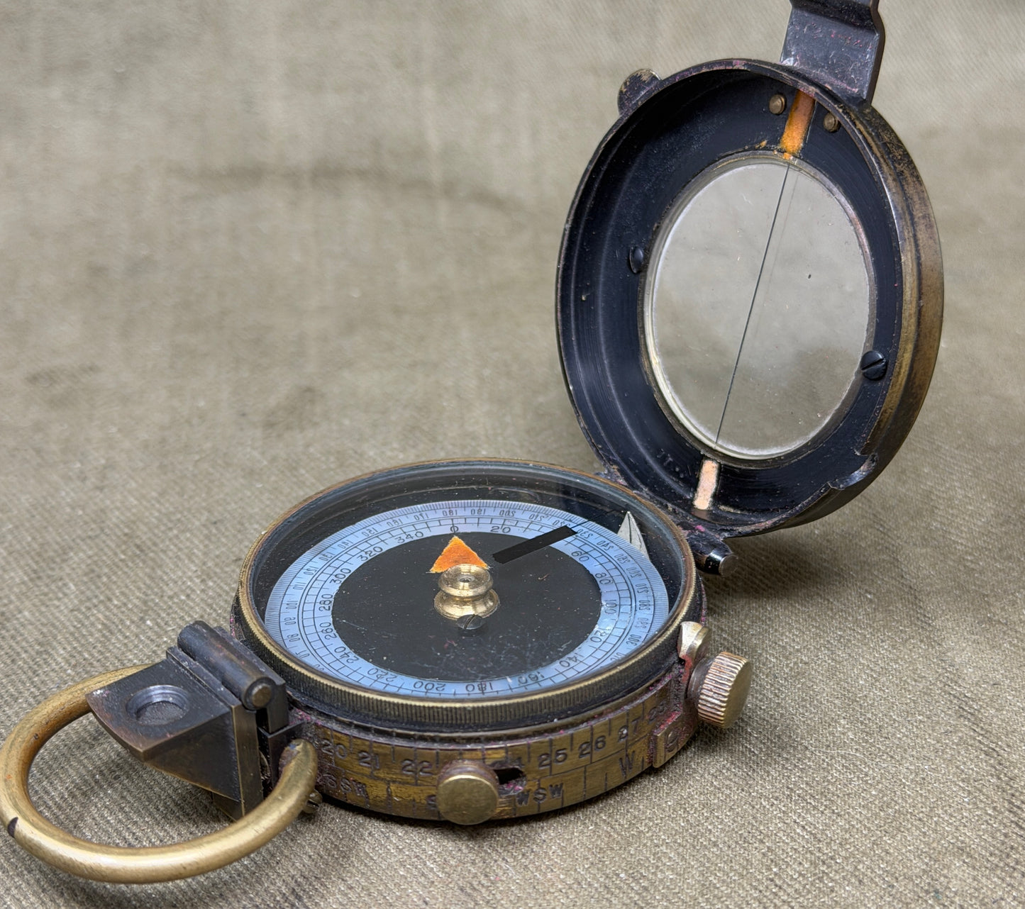 Original WWI British Army Short & Mason Mk VII Prismatic Marching Compass by J.D. Watson Optician Edinburgh with Leather Case