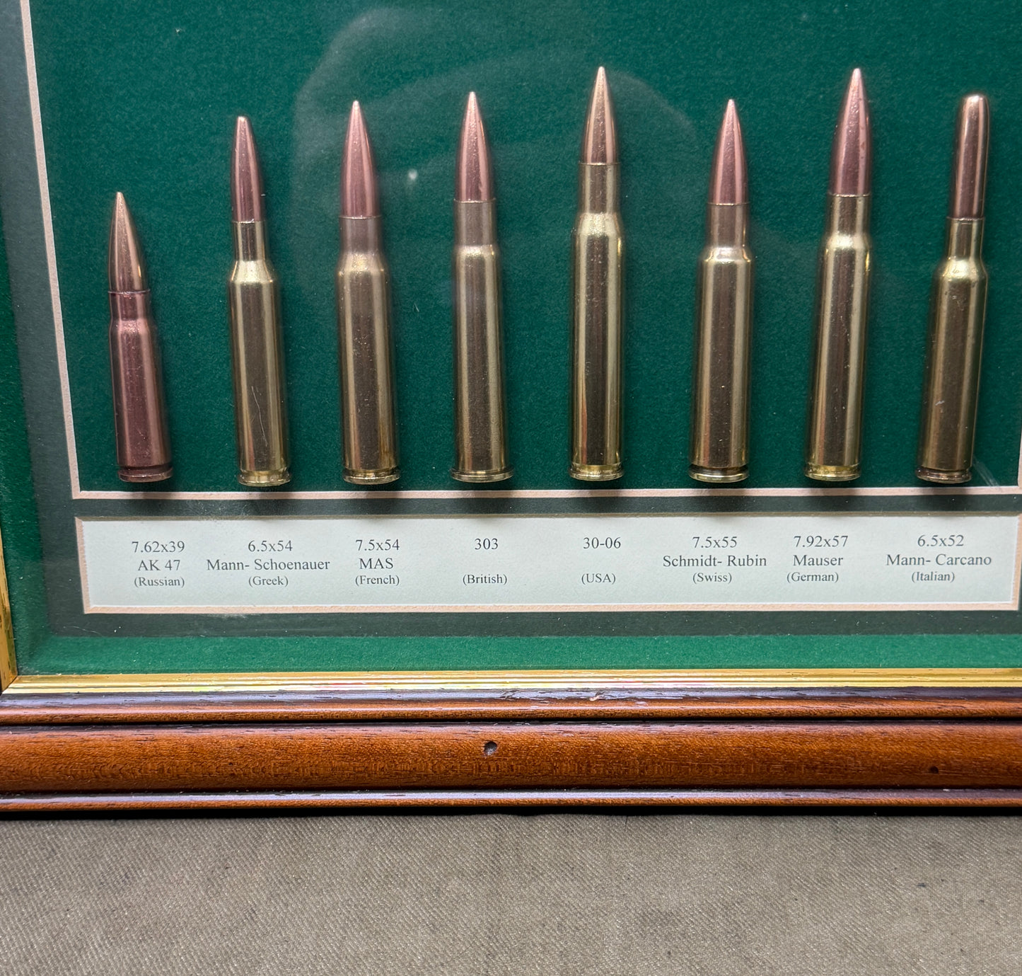 Military Rifle Cartridges Framed Inert Ammunition Display – WW1 & WW2 Rifle Calibres