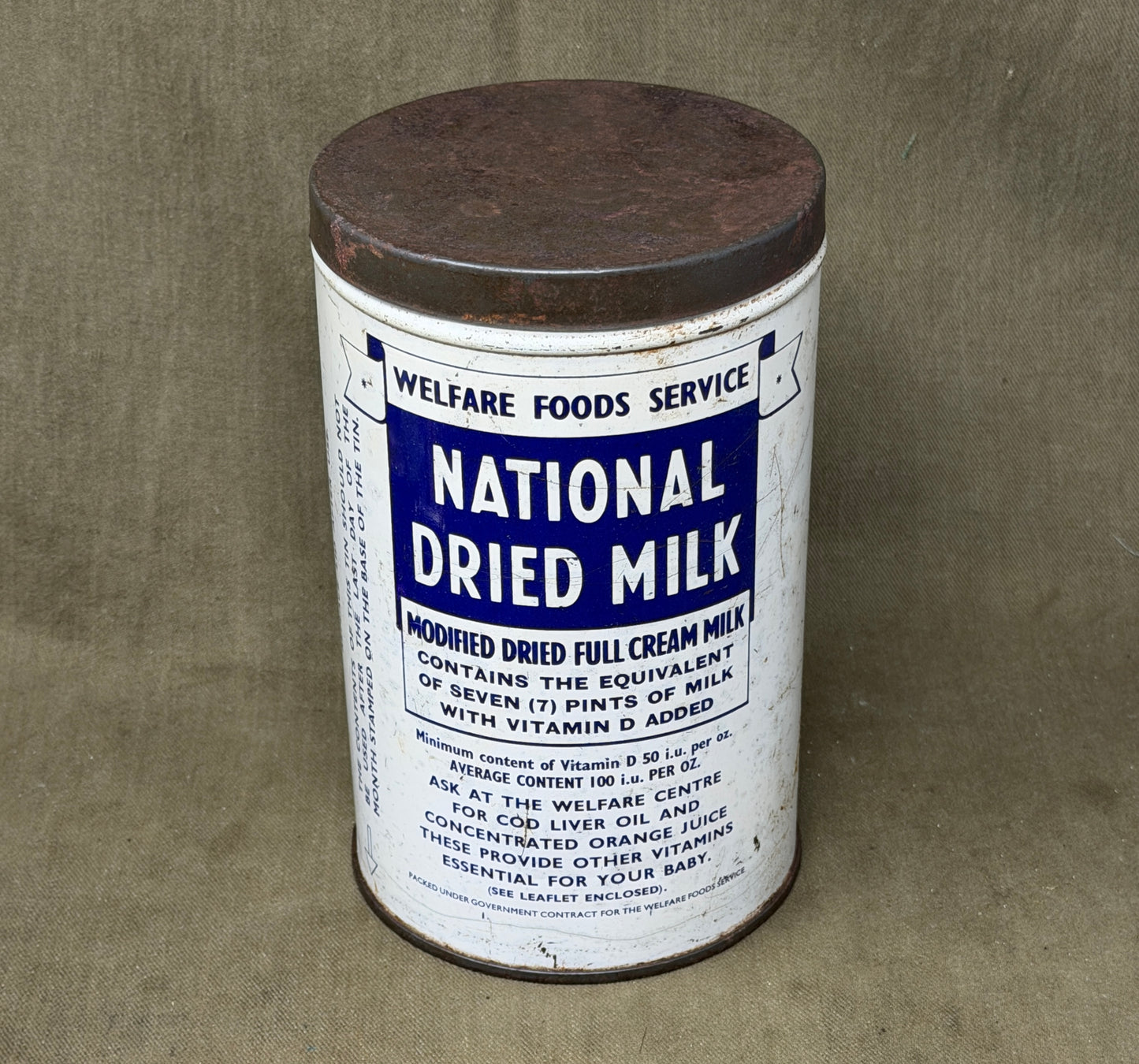 Original British Welfare Foods Service National Dried Milk Tin c1950s
