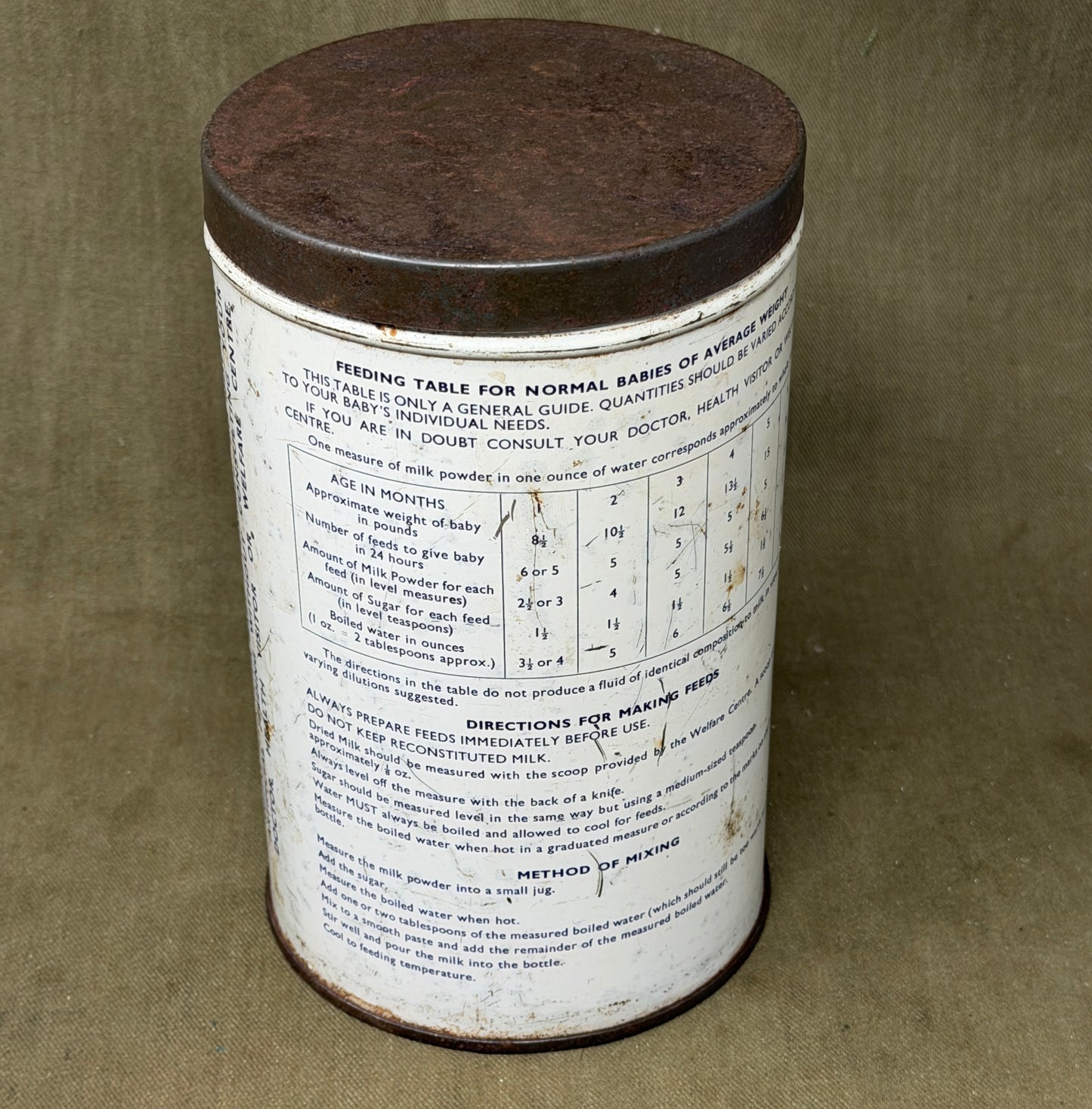 Original British Welfare Foods Service National Dried Milk Tin c1950s