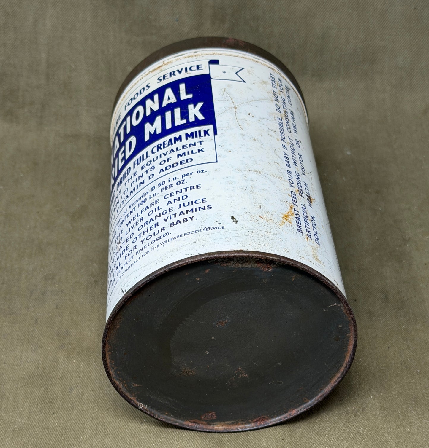 Original British Welfare Foods Service National Dried Milk Tin c1950s