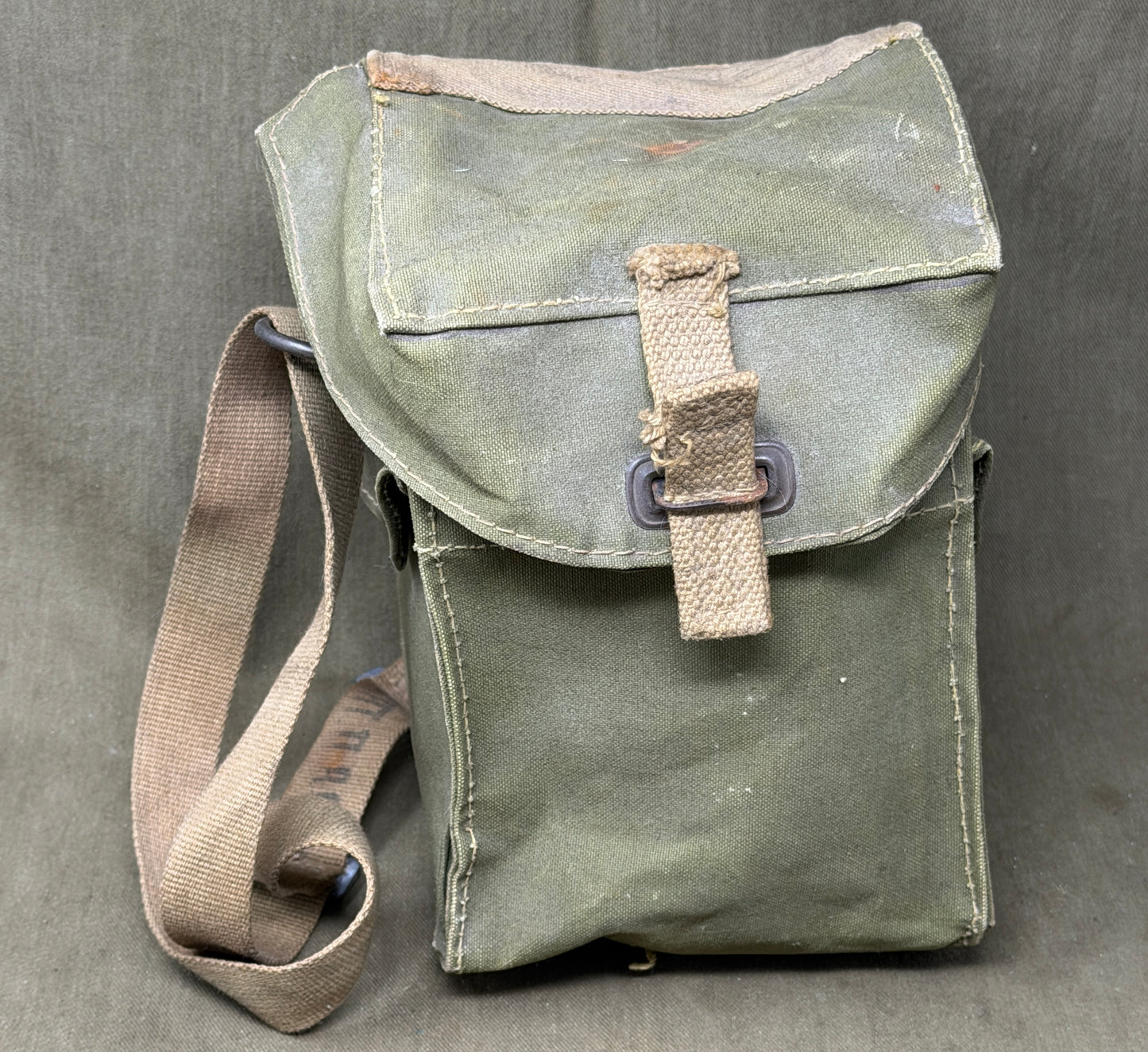 Original British Lightweight Respirator Haversack 1943 Dated – WWII Gas Mask Bag