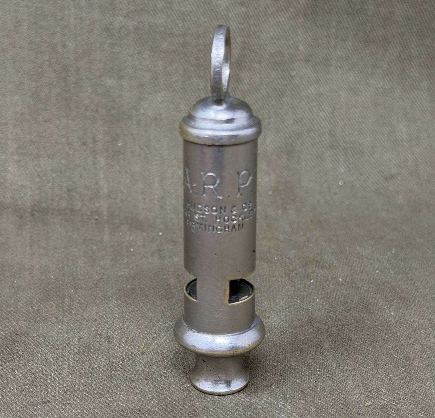 Original WWII British A.R.P. Air Raid Precautions Whistle by J. Hudson & Co, Birmingham