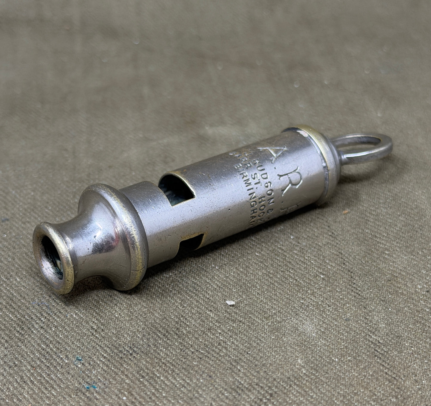 Original WWII British A.R.P. Air Raid Precautions Whistle by J. Hudson & Co, Birmingham
