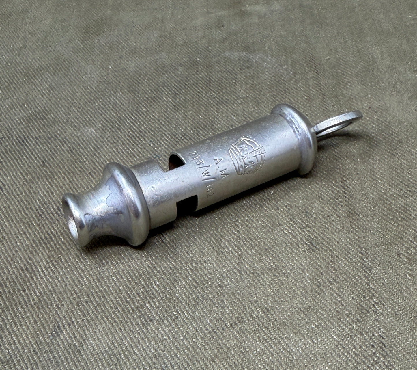 Original WWII RAF Air Ministry Whistle A.M. 293/W/102 – Crown Marked British Military Issue