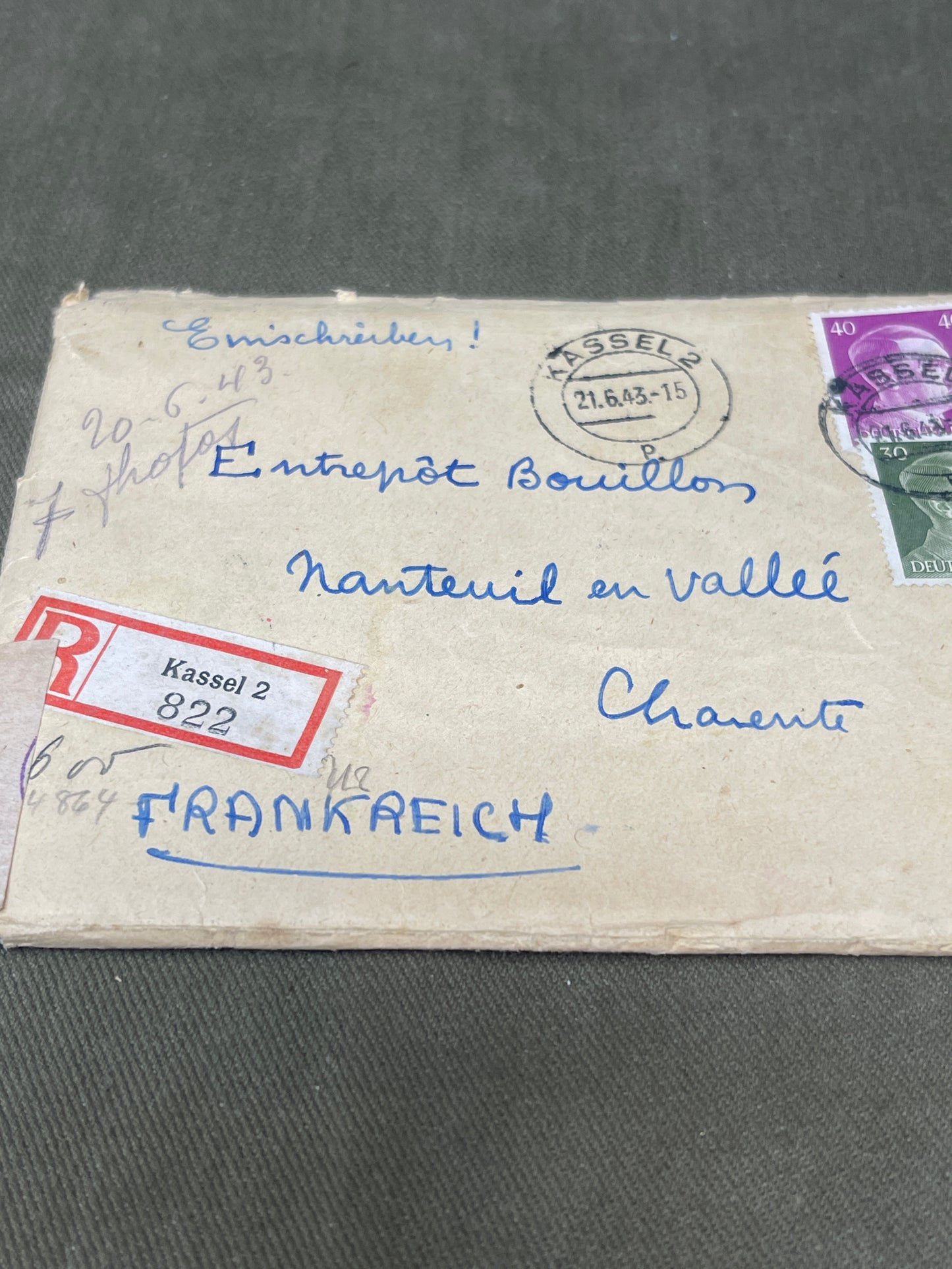 Military Ephemera, Correspondance from Germany to France