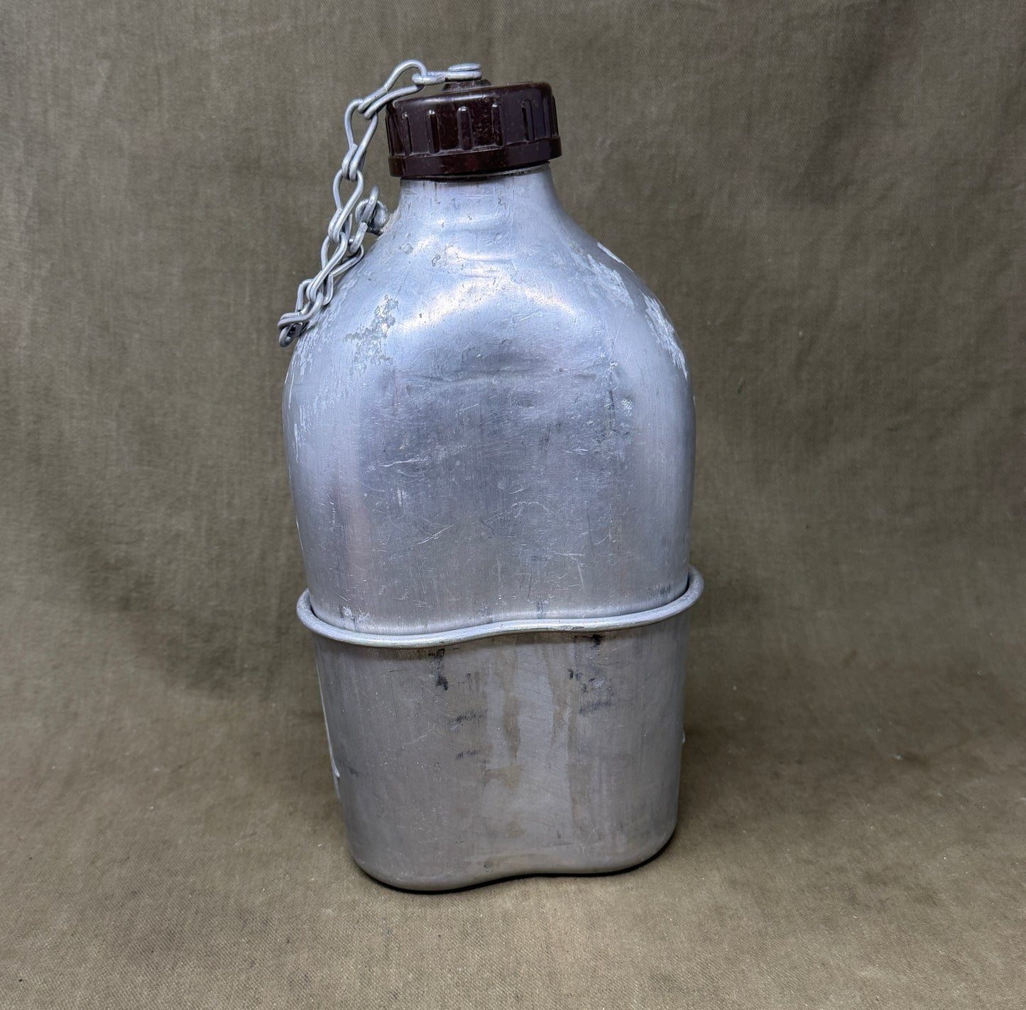 Original French Army Aluminium Canteen & Cup Set by A. Bourgeat – Cold War Military Issue