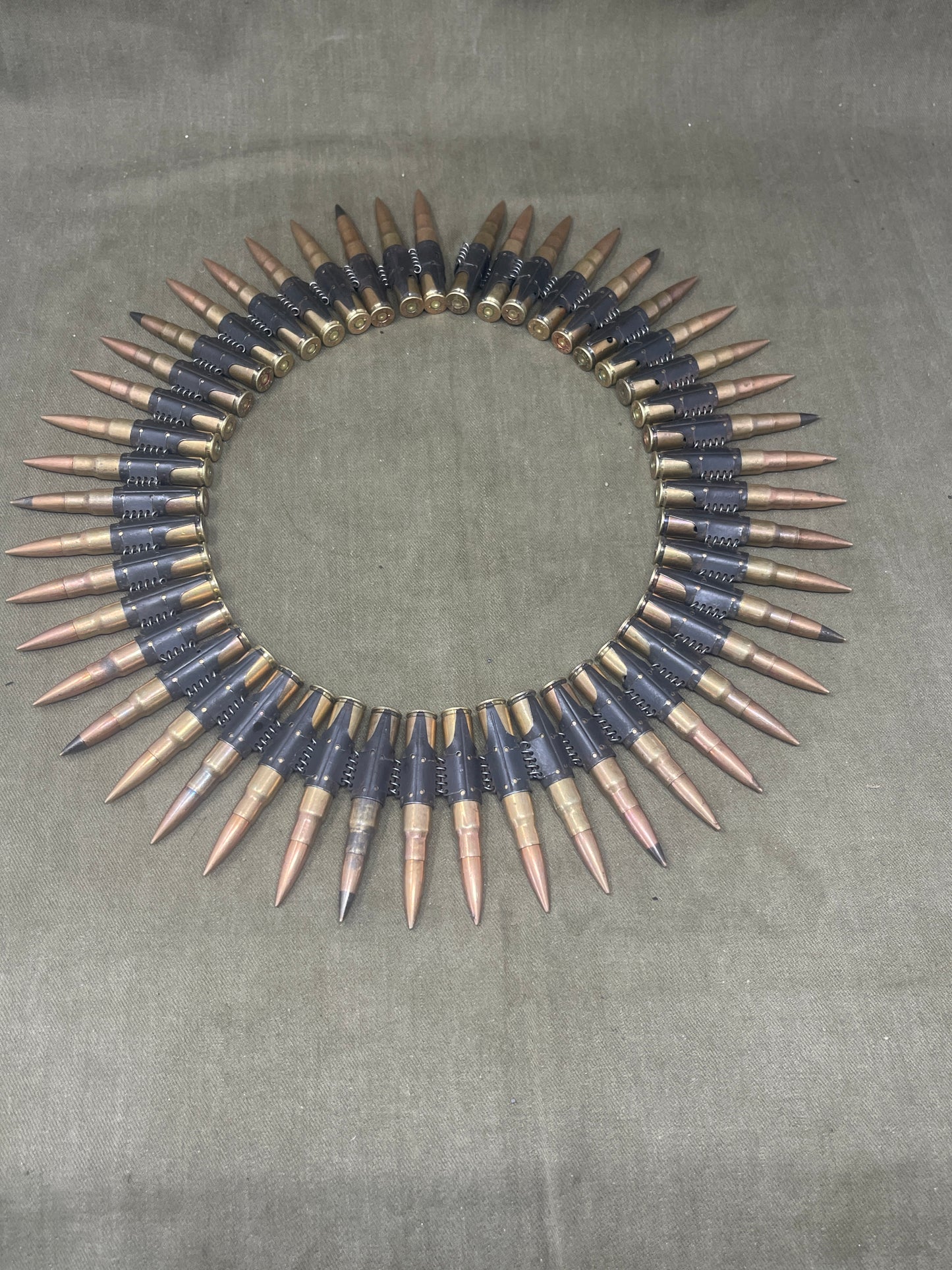 WWII Wehrmacht 50 x Inert 7.92mm MG34/MG42 Belt – Stamped, Belgian-Sourced, Rare Headstamps