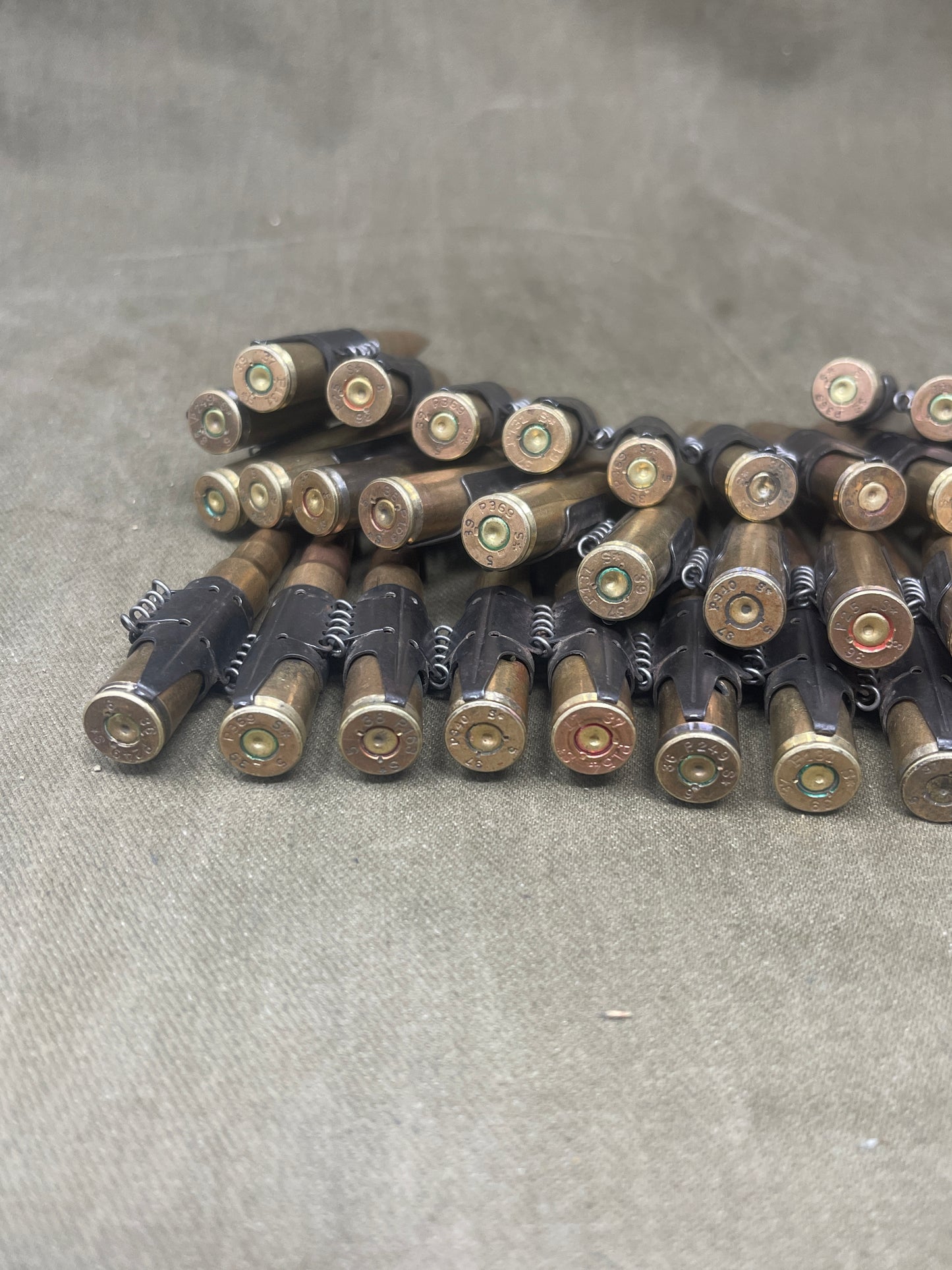 WWII Wehrmacht 50 x Inert 7.92mm MG34/MG42 Belt – Stamped, Belgian-Sourced, Rare Headstamps