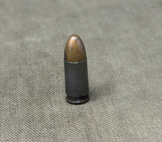 Original Inert WWII German 9mm Parabellum Cartridge – hla St 13 1941 – Metallwarenfabrik Treuenbrietzen